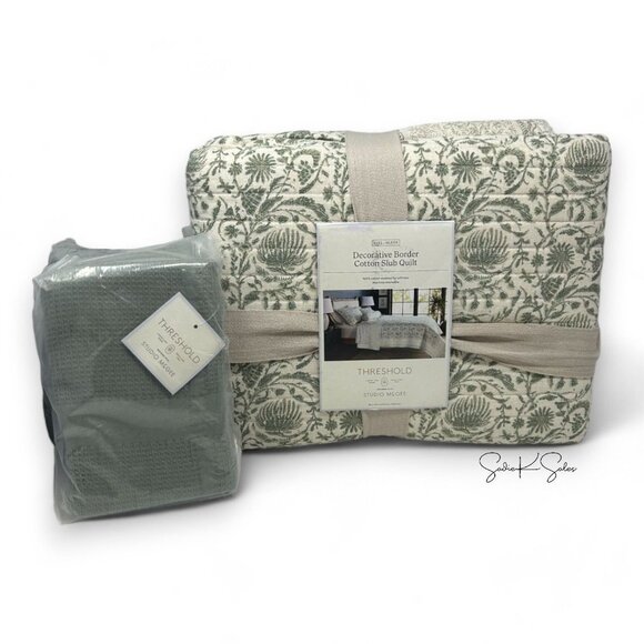 Euro Waffle Matelassé Quilt Sham Lt Teal Green – Threshold Studio McGee Target - Picture 5 of 5